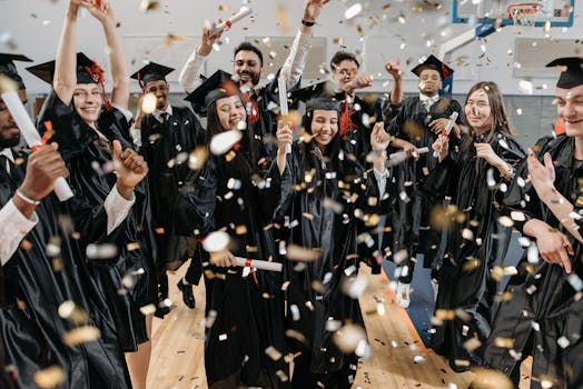 students celebrating success