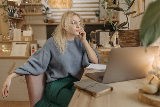 calm workspace with plants and a laptop